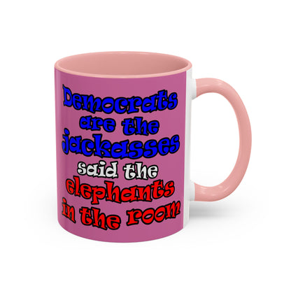 donkeys and elephants - Accent Mug (light pink)