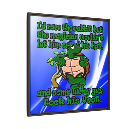 turtle race - framed canvas art (blue-white wave)