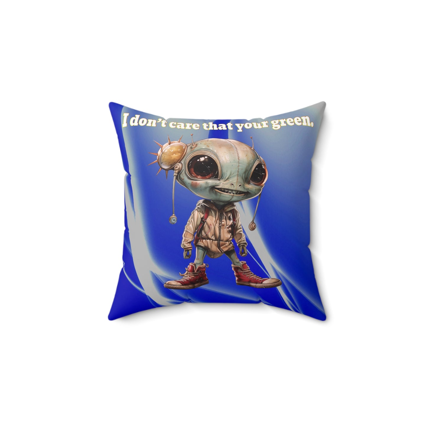 I don't care that your grey - Spun Polyester Square Pillow - (blue-white wave)