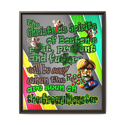 christmas spirits of boston - framed canvas art (rainbow split)