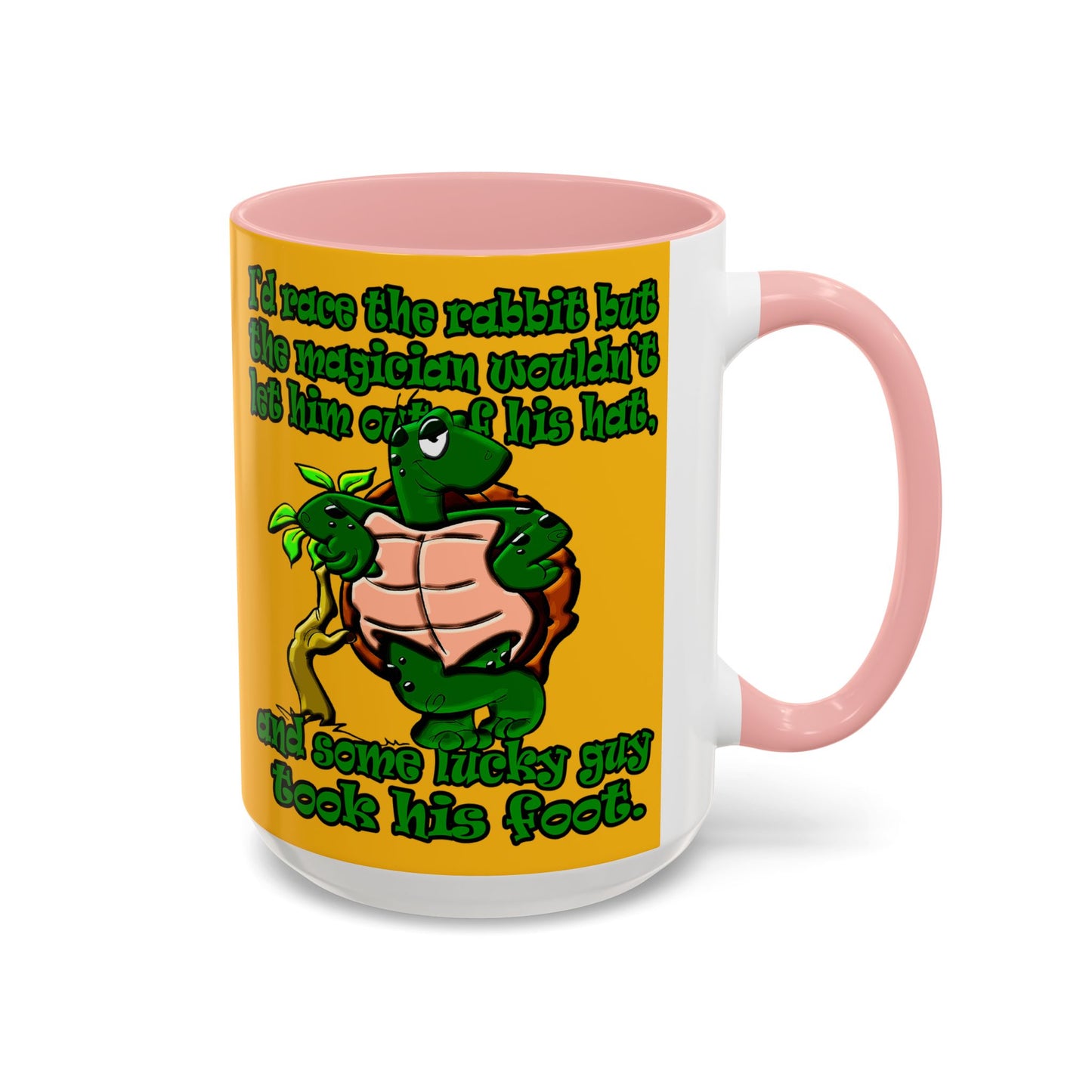 turtle race - Accent Mug (yellow)
