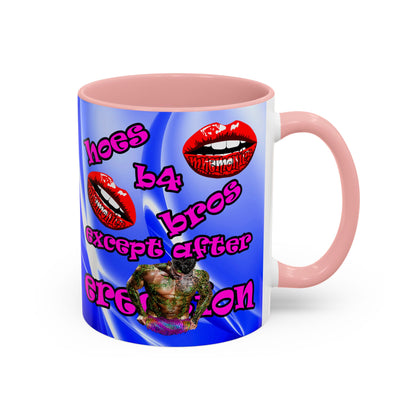 hoes b4 bros - Accent Mug (blue-white wave)