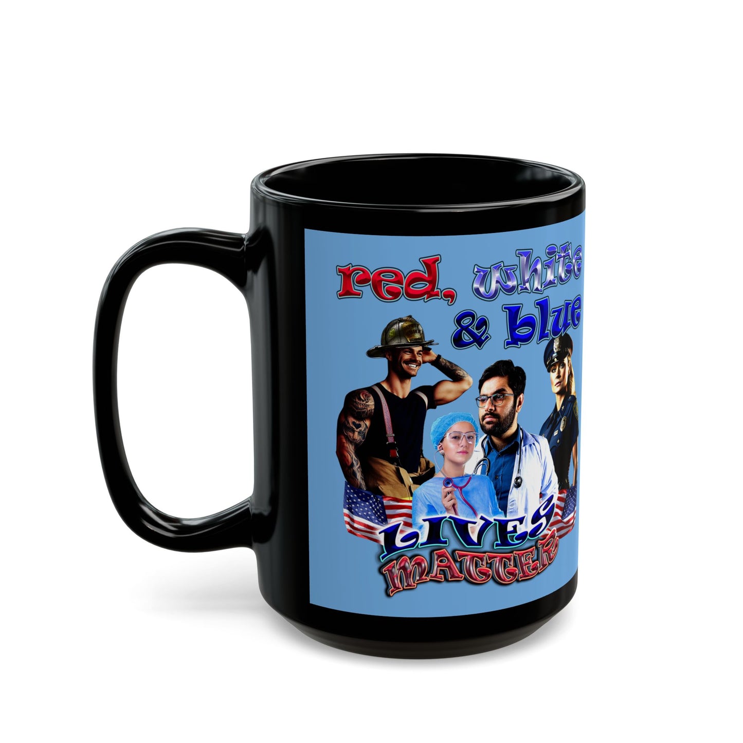 rw&b lives matter - Black Mug (light blue)