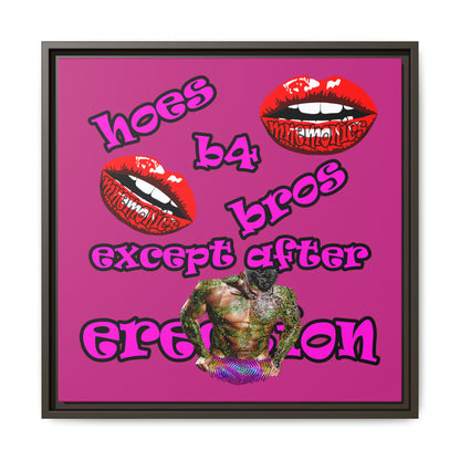 hoes b4 bros - framed canvas art (pink)