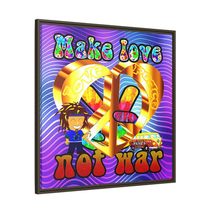 love peace - framed canvas art (purple wave)