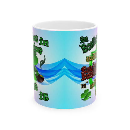 celtics logo - White Mug (light blue-pink wave)