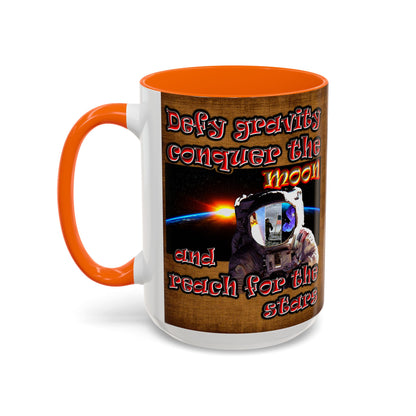 defy conquer reach - Accent Mug (brown papyrus)