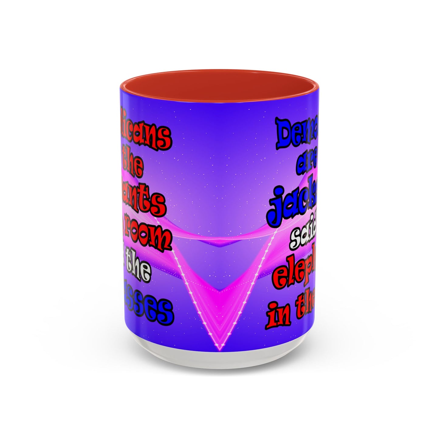 donkeys and elephants - Accent Mug (purple-pink wave)