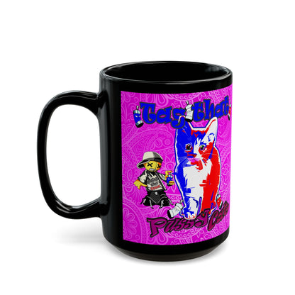tag that - Black Mug (pink swirl)