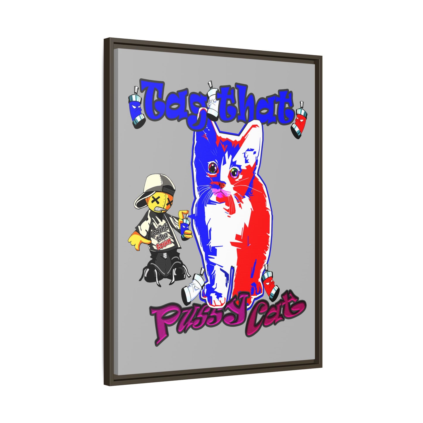tag that - framed canvas art (light grey)