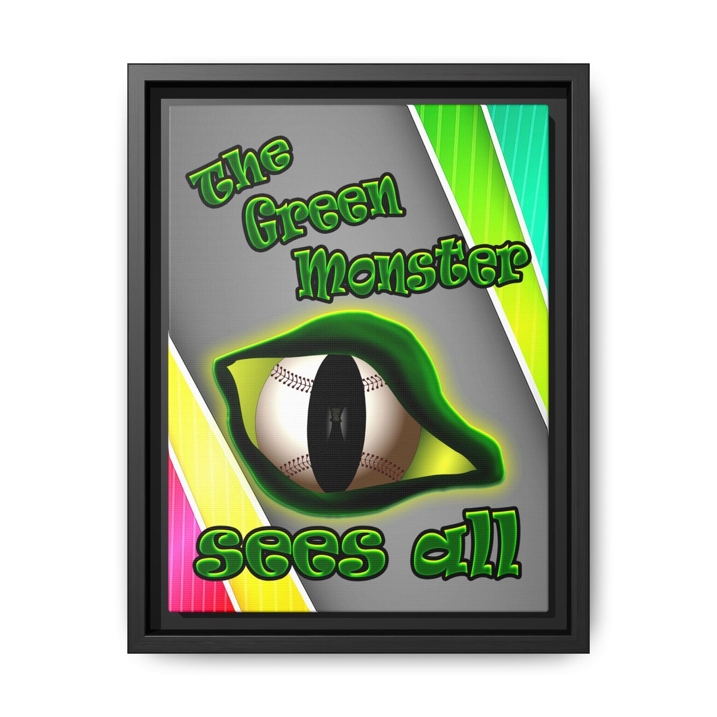 green monster - framed canvas art (rainbow split)