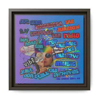 drop the beat - framed canvas art (light blue-purple wave)