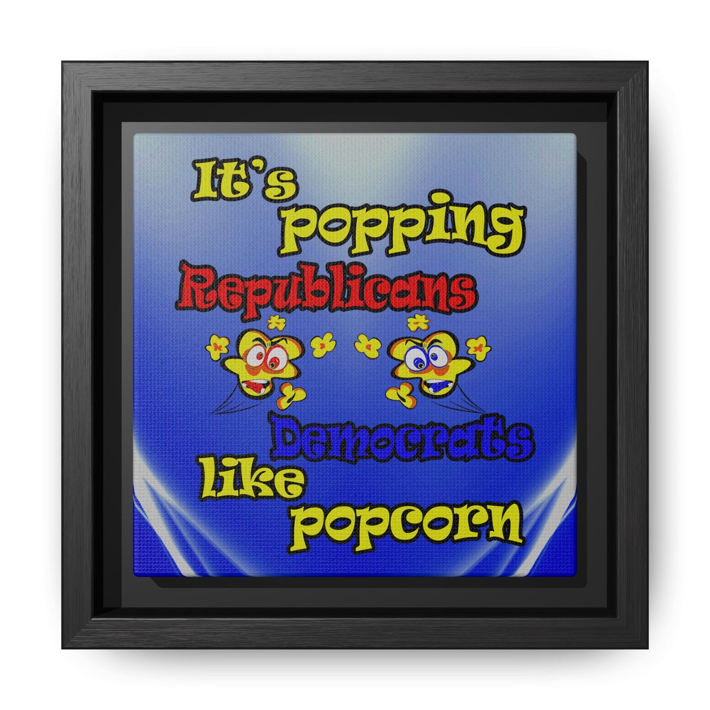 popping like popcorn - framed canvas art (blue-white wave)