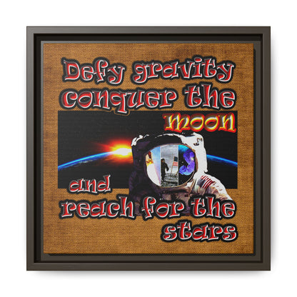 defy conquer reach - framed canvas art (brown papyrus)