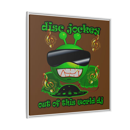 disc jockey - framed canvas art (brown)