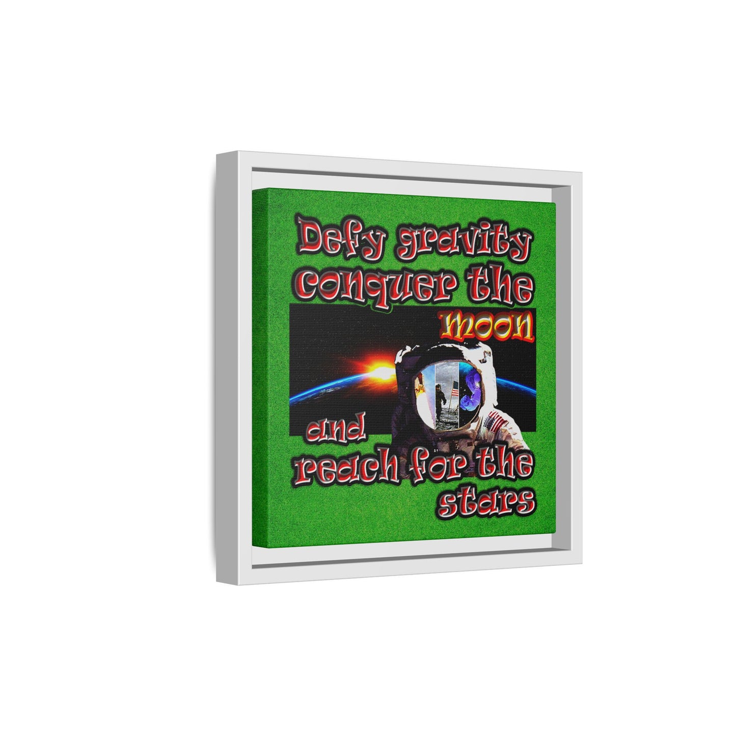 defy conquer reach - framed canvas art (green turf)