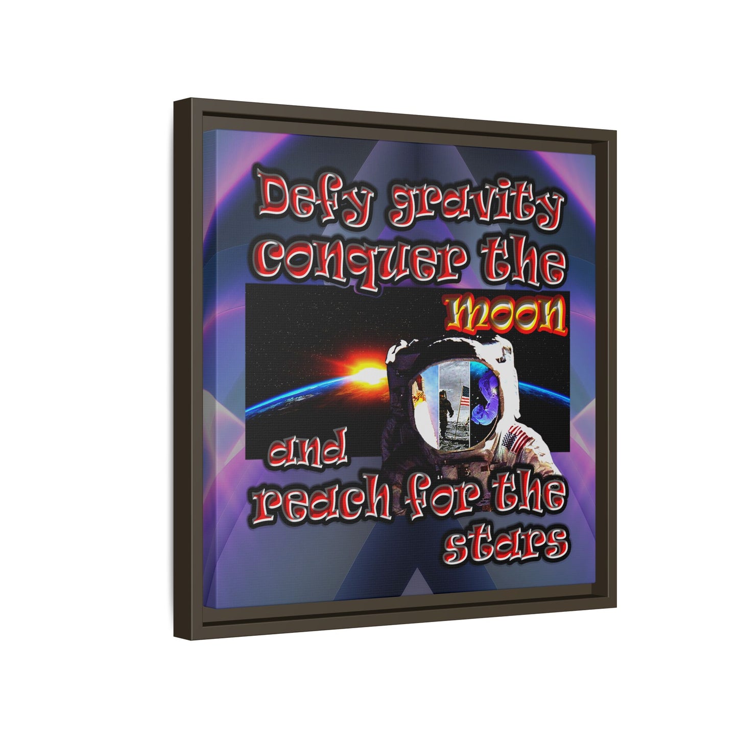 defy conquer reach - framed canvas art (grey-pink wave)