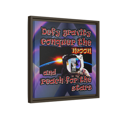 defy conquer reach - framed canvas art (grey-pink wave)