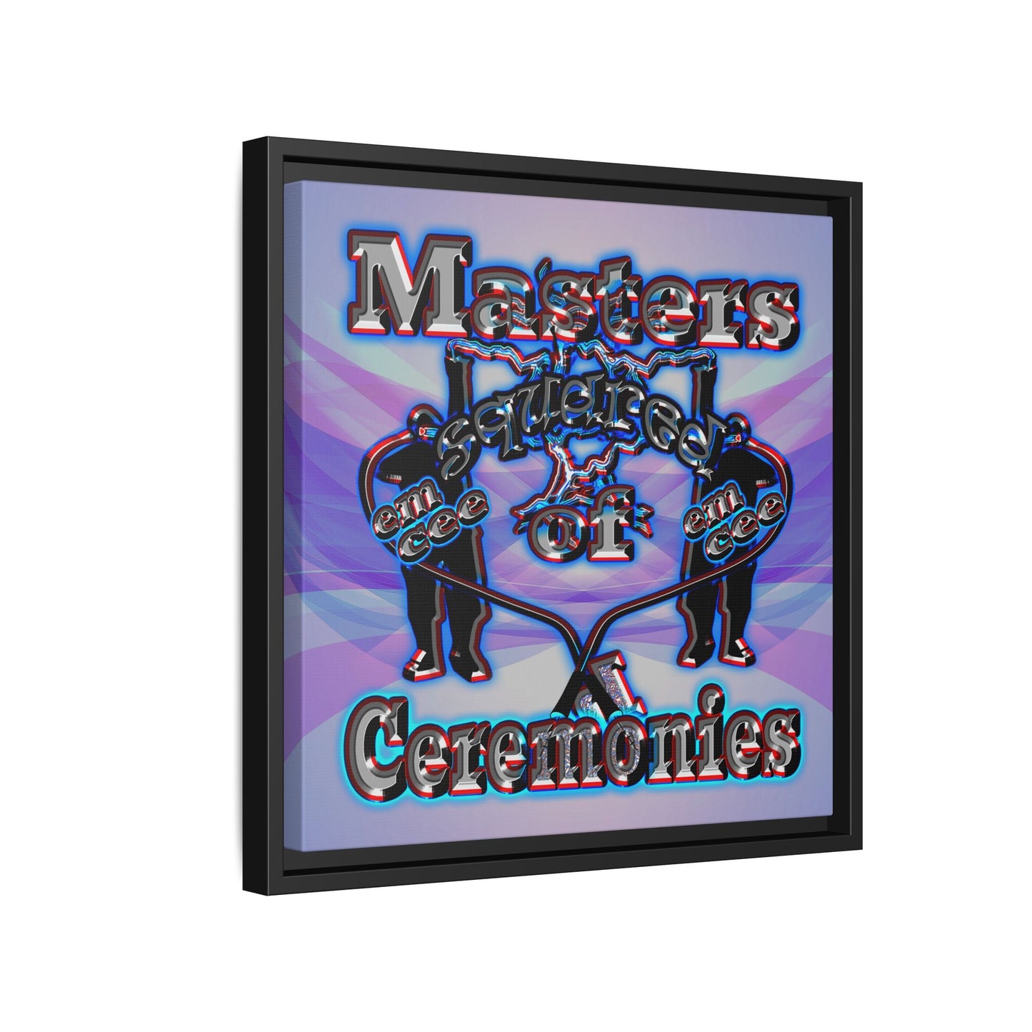 em cee squared - framed canvas art (light blue-pink wave)