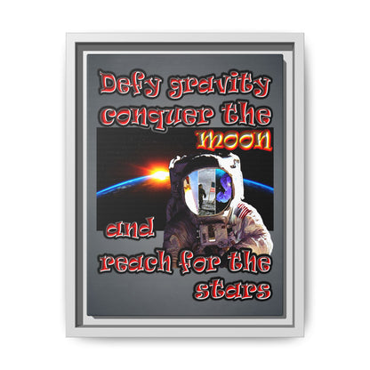 defy conquer reach - framed canvas art (grey-light grey)