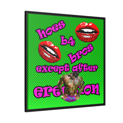 hoes b4 bros - framed canvas art (logo green)