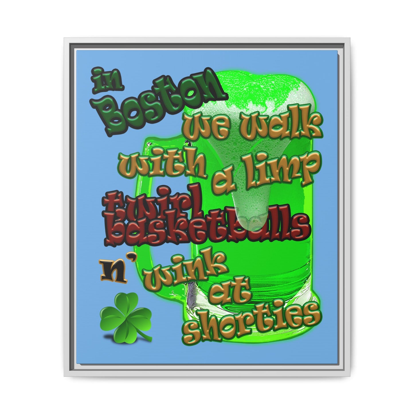 celtics logo - framed canvas art (light blue)