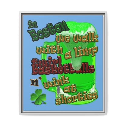 celtics logo - framed canvas art (light blue)