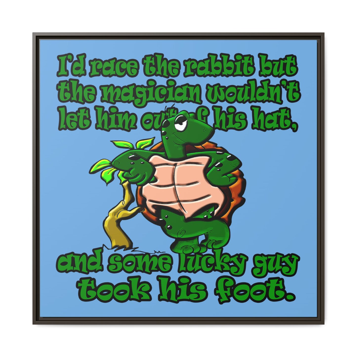 turtle race - framed canvas art (light blue)