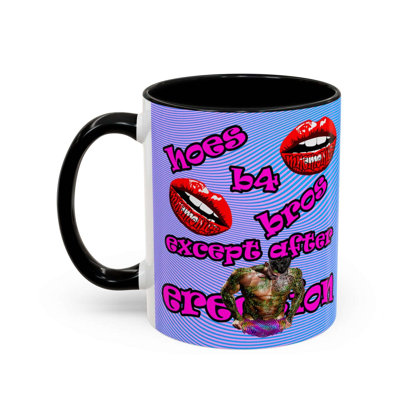 hoes b4 bros - Accent Mug (light blue-purple wave)