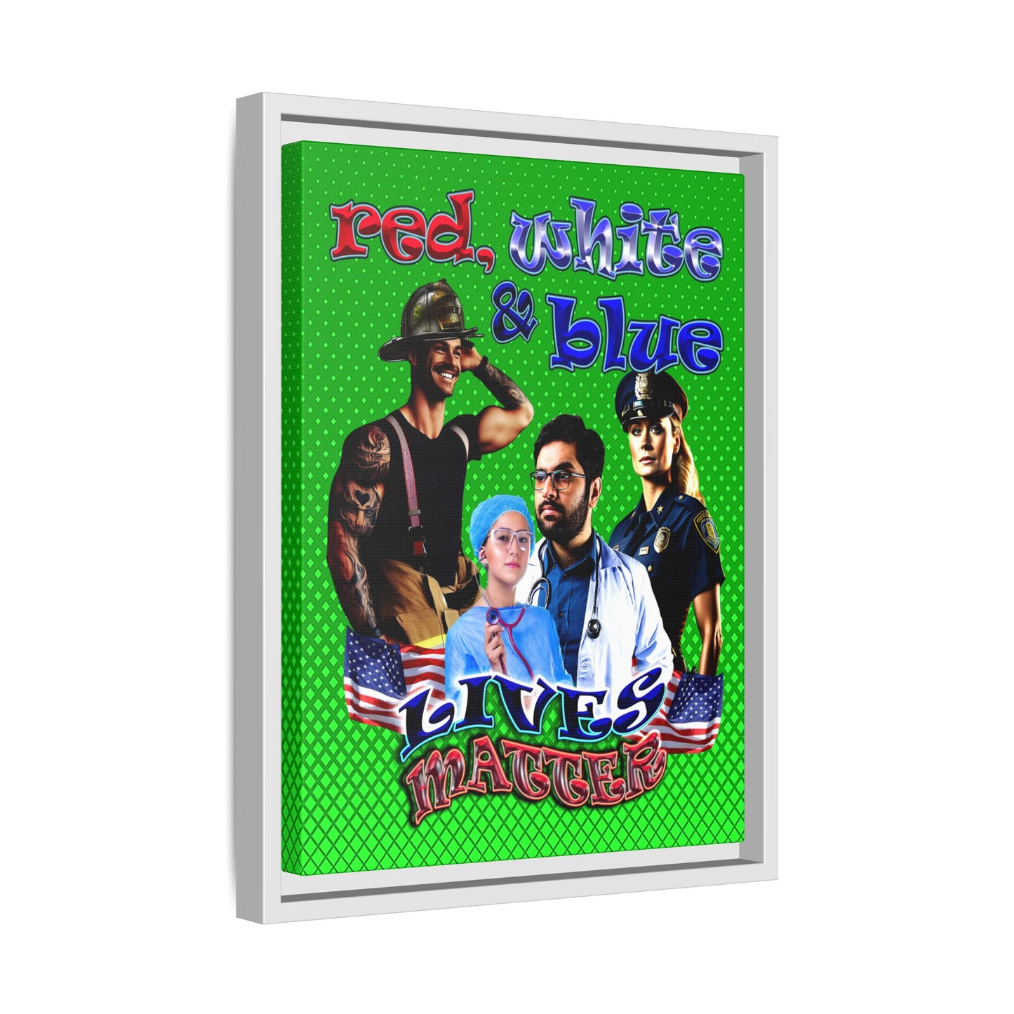 rw&b lives matter - framed canvas art (logo green)