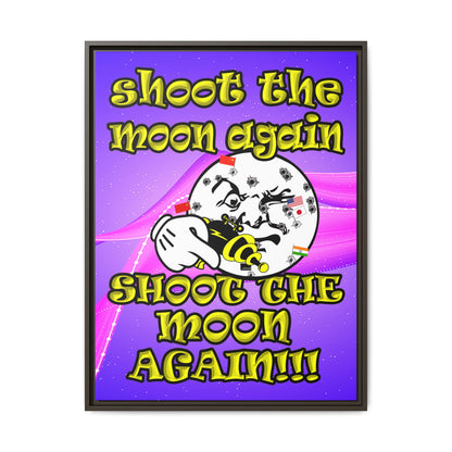 shoot the moon again - framed canvas art (purple-pink wave)
