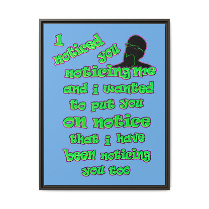 noticed you noticing - framed canvas art (light blue)