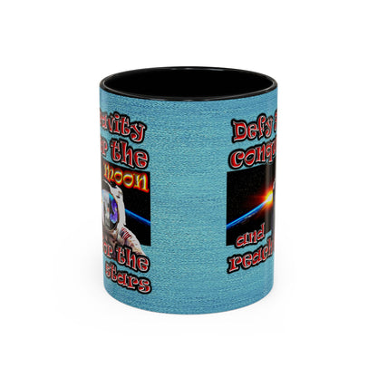defy conquer reach - Accent Mug (faded blue)