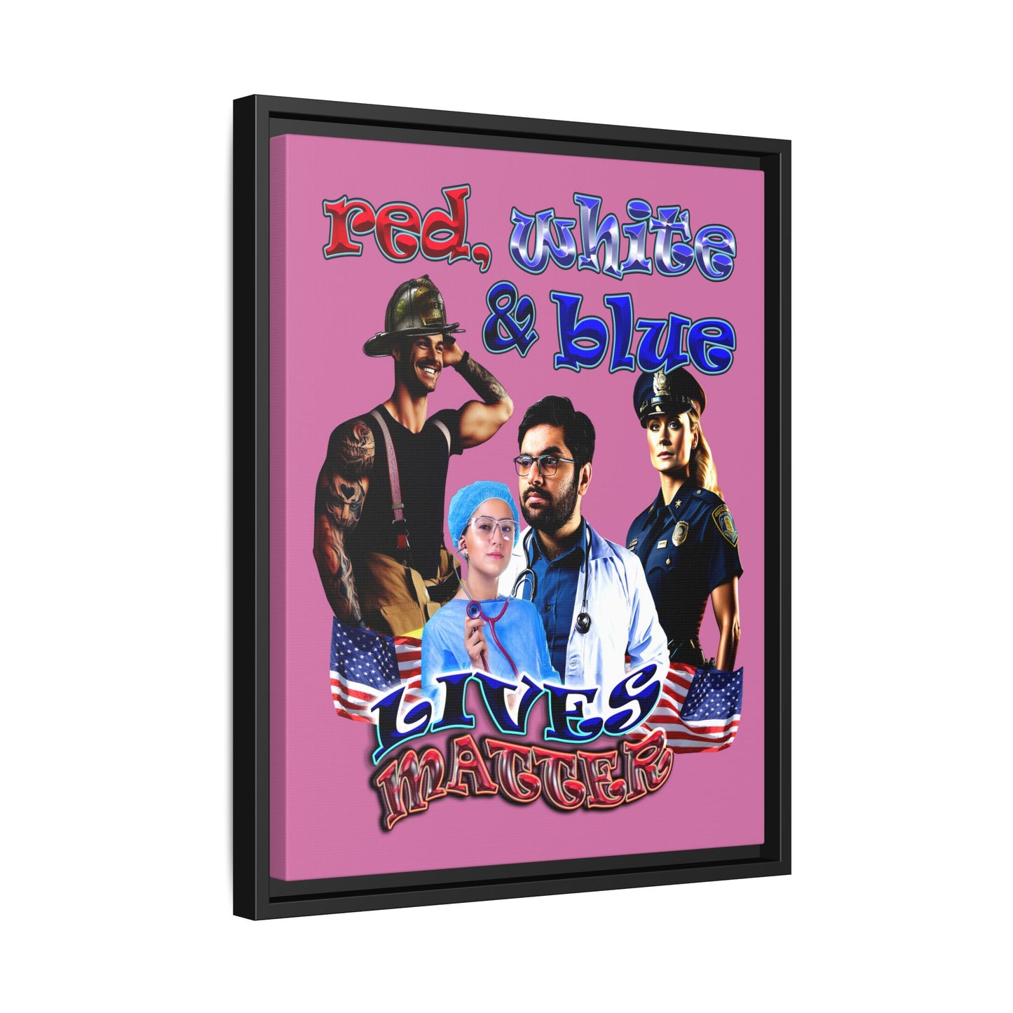 rw&b lives matter - framed canvas art (light pink)