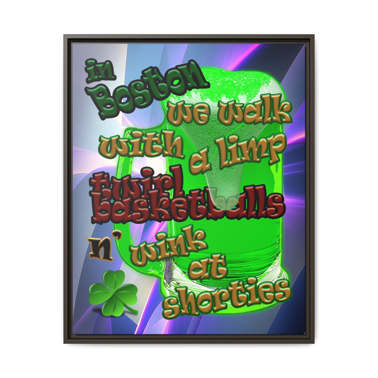 celtics logo - framed canvas art (grey-pink wave)