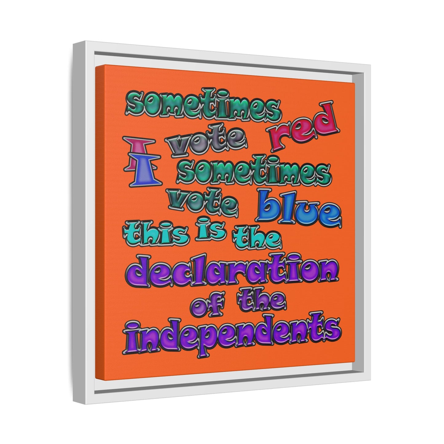 declaration of the independents - framed canvas art (orange)