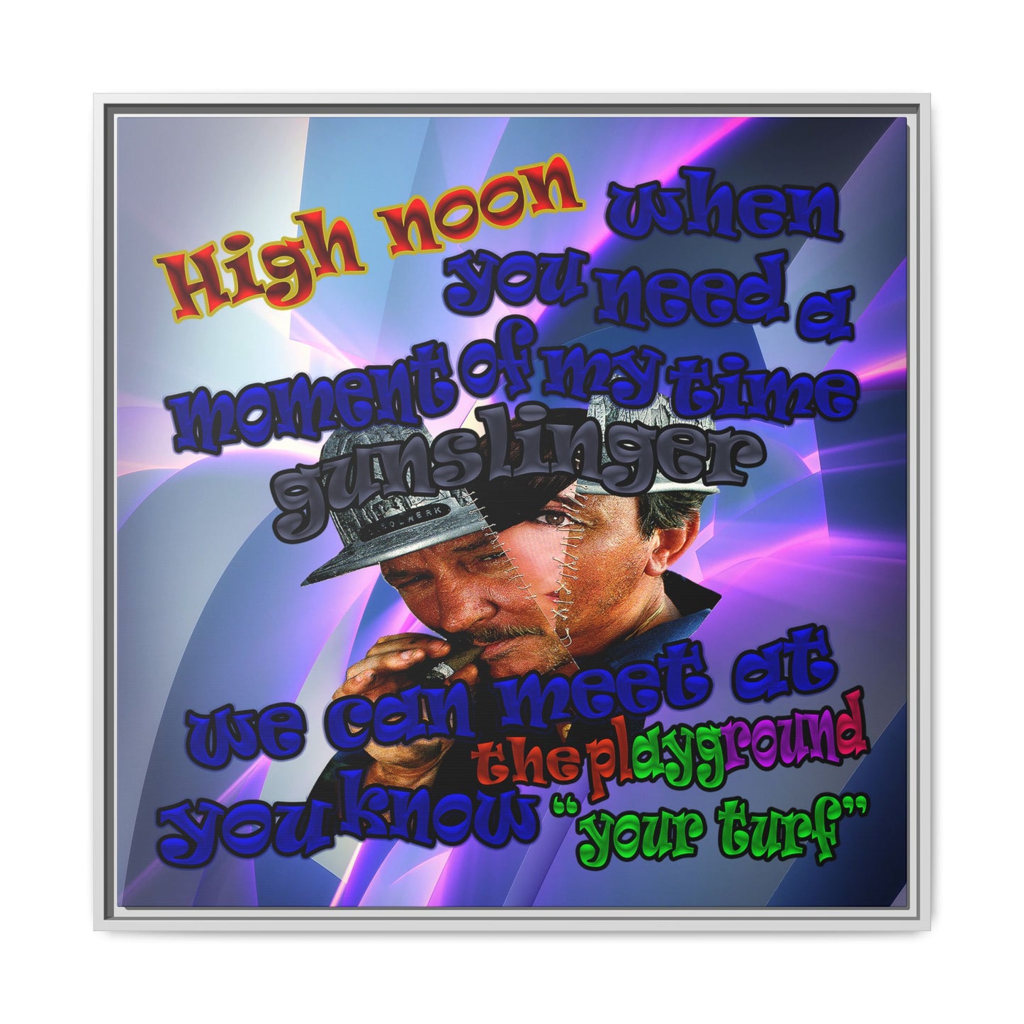 high noon - framed canvas art (grey-pink wave)