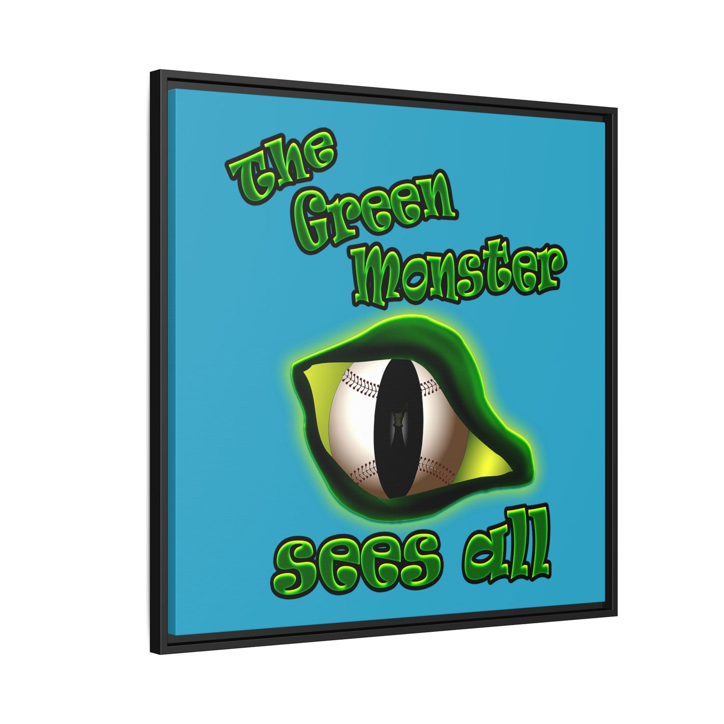 green monster - framed canvas art (turquoise)