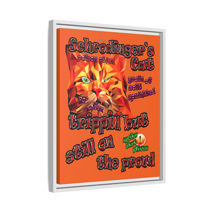 schrodinger's cat - framed canvas art (orange)