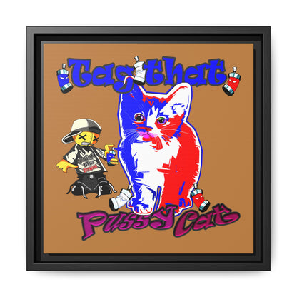 tag that - framed canvas art (light brown)