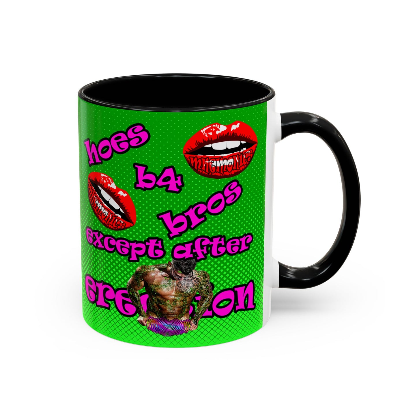 hoes b4 bros - Accent Mug (logo green)