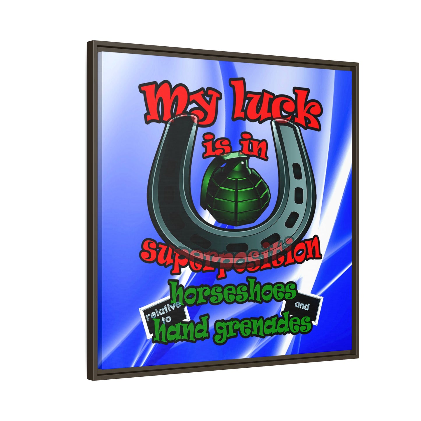 my luck - framed canvas art (blue-white wave)
