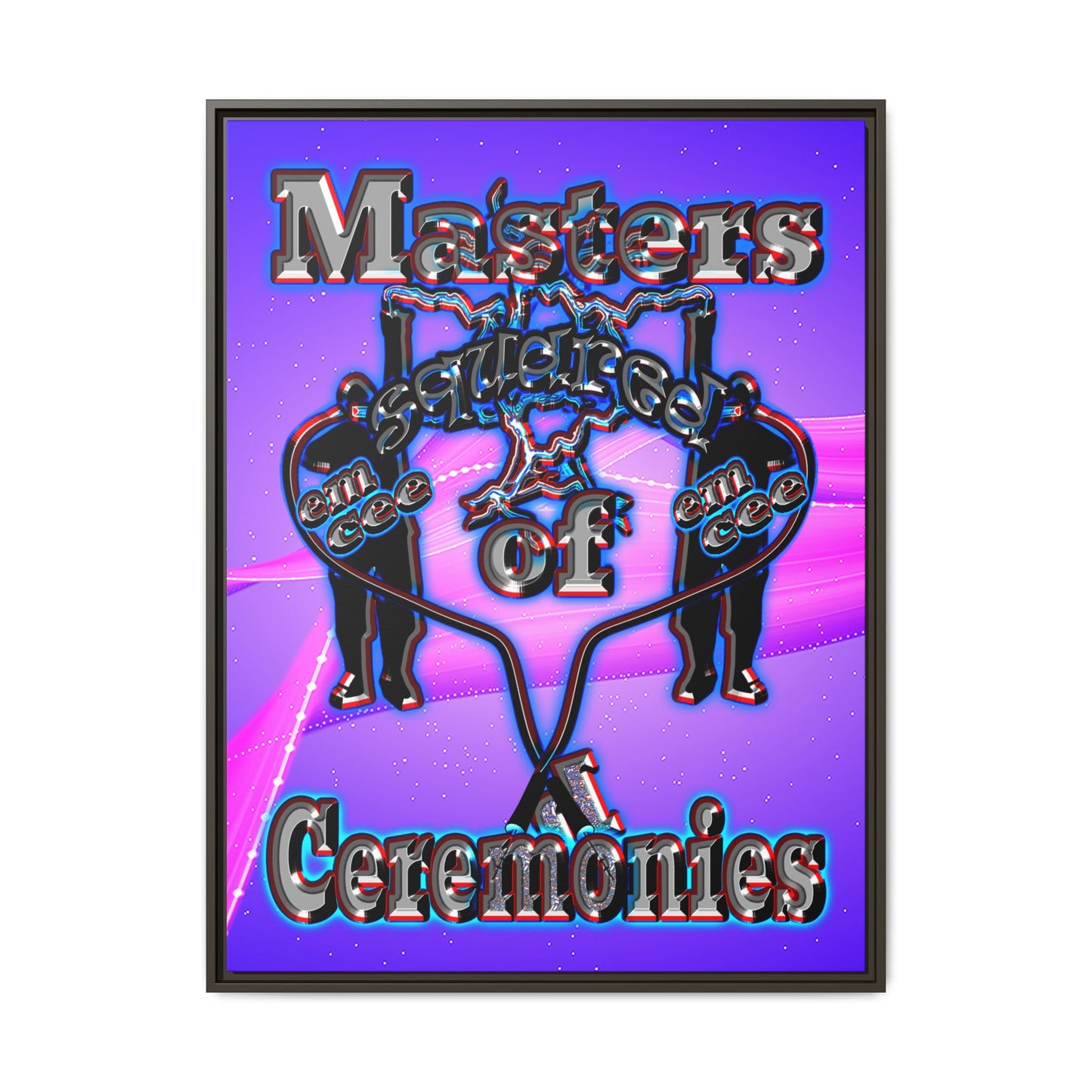 em cee squared - framed canvas art (purple-pink wave)