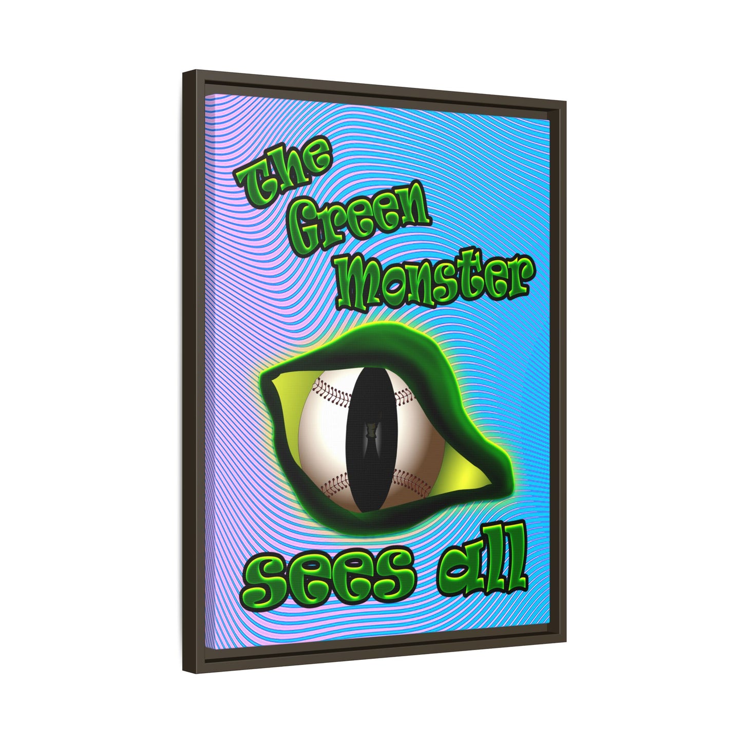 green monster - framed canvas art (light blue-purple wave)