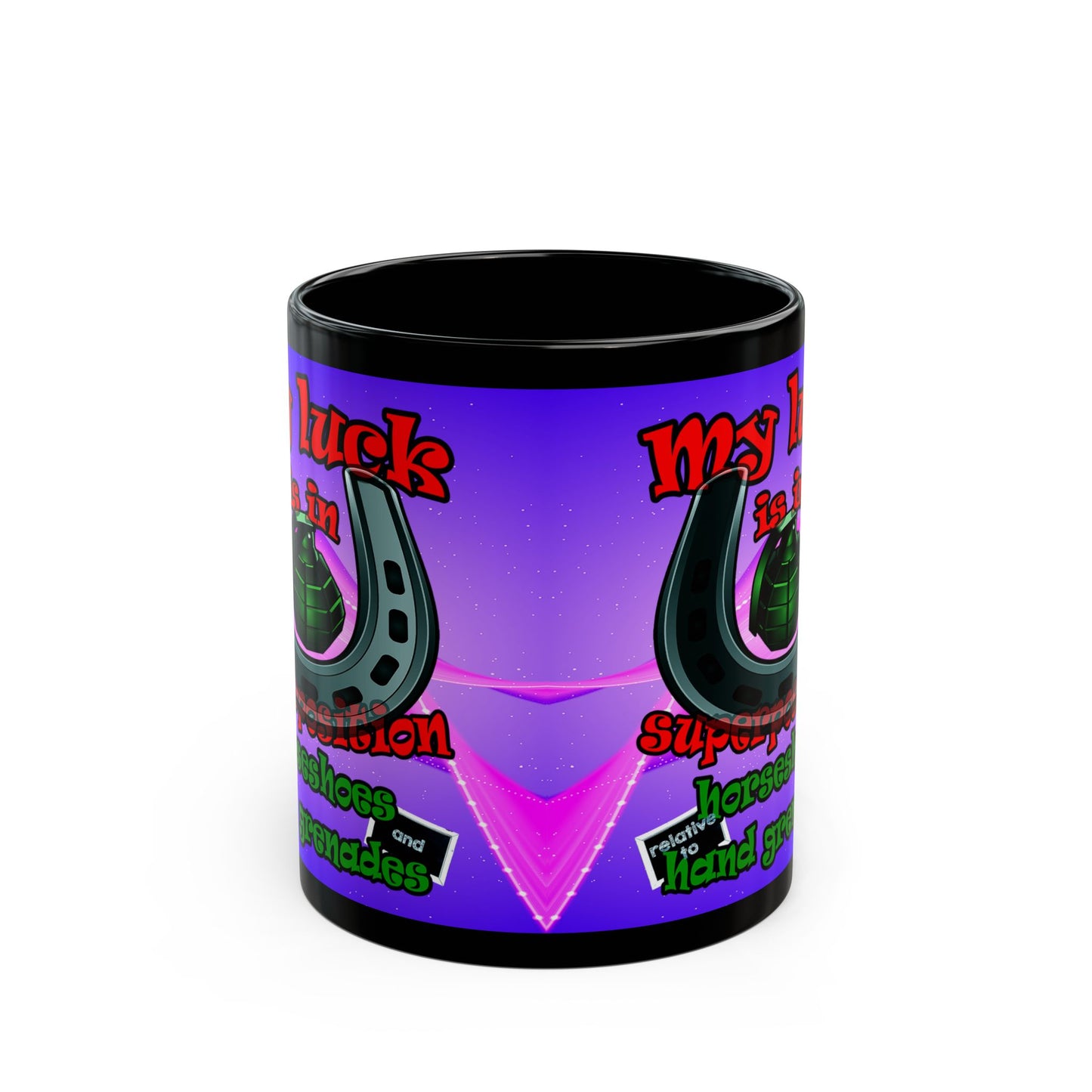 my luck - Black Mug (purple-pink wave)
