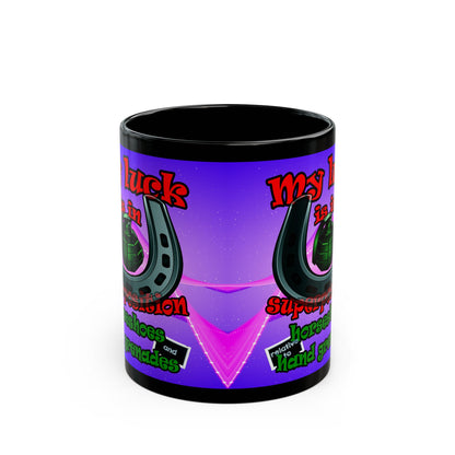my luck - Black Mug (purple-pink wave)