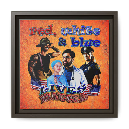 rw&b lives matter - framed canvas art (burnt orange)