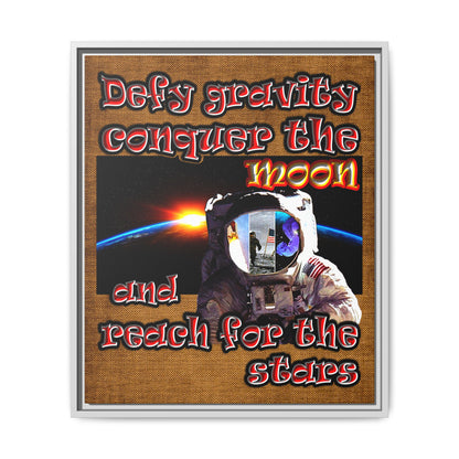 defy conquer reach - framed canvas art (brown papyrus)