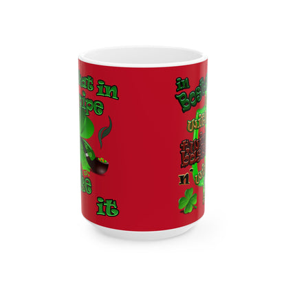 celtics logo - White Mug (dark red)