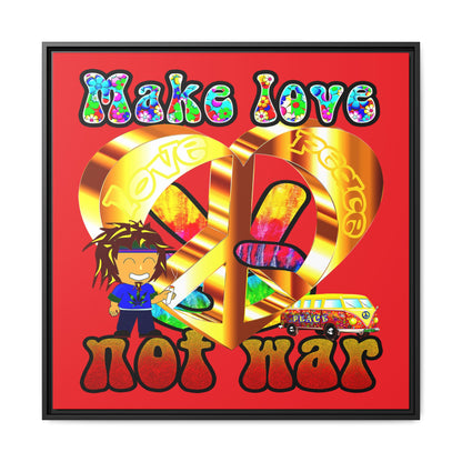 love peace - framed canvas art (red)